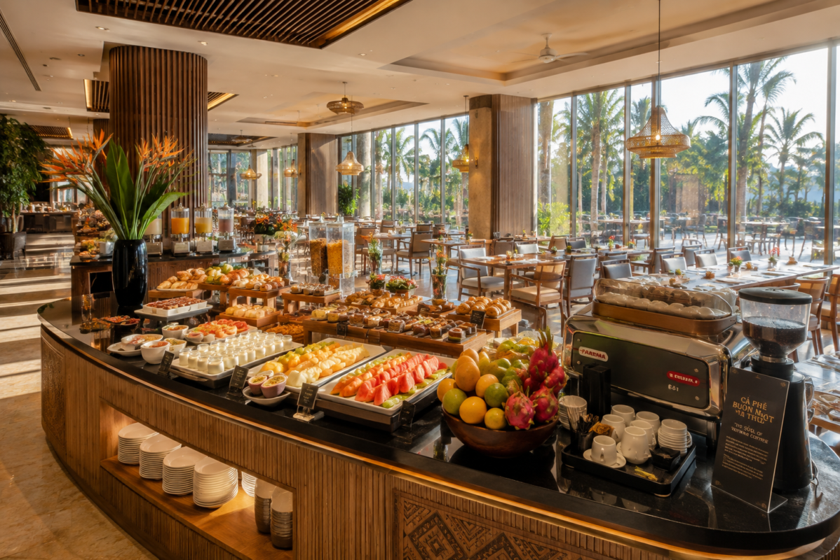Nhà hàng buffet sáng đẳng cấp tại khách sạn 4 sao Buôn Ma Thuột